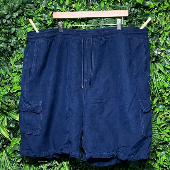 CUBAVERA‎ Shorts Men's 4X Blue Cargo Linen Blend Elastic Waist Drawstring  3284 - Picture 2 of 10